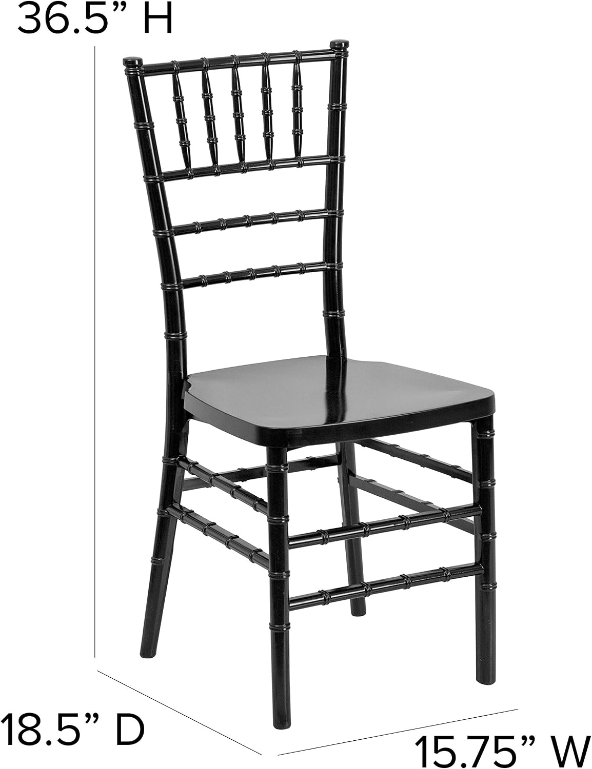 Flash Furniture 2 Pack HERCULES PREMIUM Series Black Resin Stacking Chiavari Chair