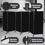 Room Divider-Folding Privacy Screens, 6 ft Partition Room Dividers Wall for Separation, Home, Office, Classroom, Studio (Black, 6 Panel)