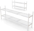 Shoe Rack, Expandable Shoes Organizer Metal Shelf Stand, 2 Tier Stackable Long Shoe Storage Holder For Closet, Floor, Entryway, Garage, Bedroom, Door Entrance For 12-18 Pairs, 45.6 inches White