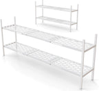Shoe Rack, Expandable Shoes Organizer Metal Shelf Stand, 2 Tier Stackable Long Shoe Storage Holder For Closet, Floor, Entryway, Garage, Bedroom, Door Entrance For 12-18 Pairs, 45.6 inches White