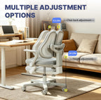 Kids Desk Chair, Ergonomic Study Chair for Kids with Lumbar Support， Adjustable Height, Flip-Up Armrests, Adjustable Backrest for Home Bedroom