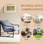GarveeLife Sling Accent Chair 2 PCS, Mid Century Modern Lounge Chair, Rust-Proof Metal Frame with Removable Cushion, Comfortable Armchair for Living Room, Patio, Balcony, or Garden, Gray