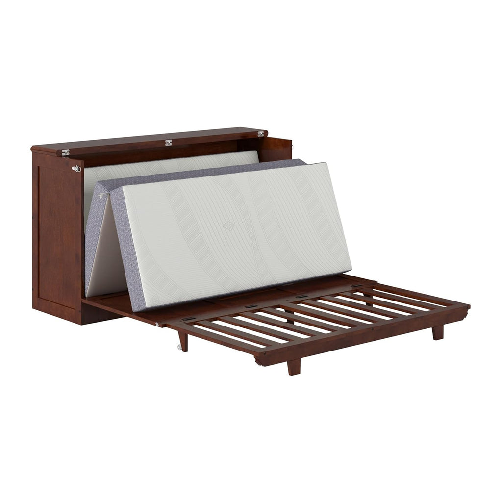 AFI, Charleston Queen Wood Murphy Bed Chest with 6" Mattress, Walnut
