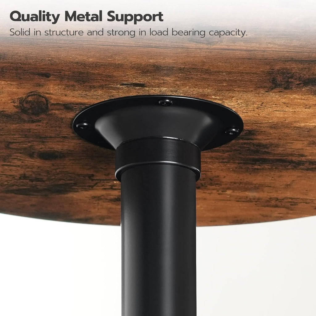 HOOBRO Round Bar Table, 35" Tall Pub Table, Cocktail Table with Base for Narrow Space, Bar Height Table for Kitchen, Easy to Assemble, Rustic Brown BF57BT01