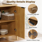 HOMMPA 31.5'' Sideboard Buffet Cabinet with Storage Fluted Sideboard Buffet with Adjustable Shelves Coffee Bar Console Table Cabinet for Hallway Entryway Living Room or Kitchen Natural