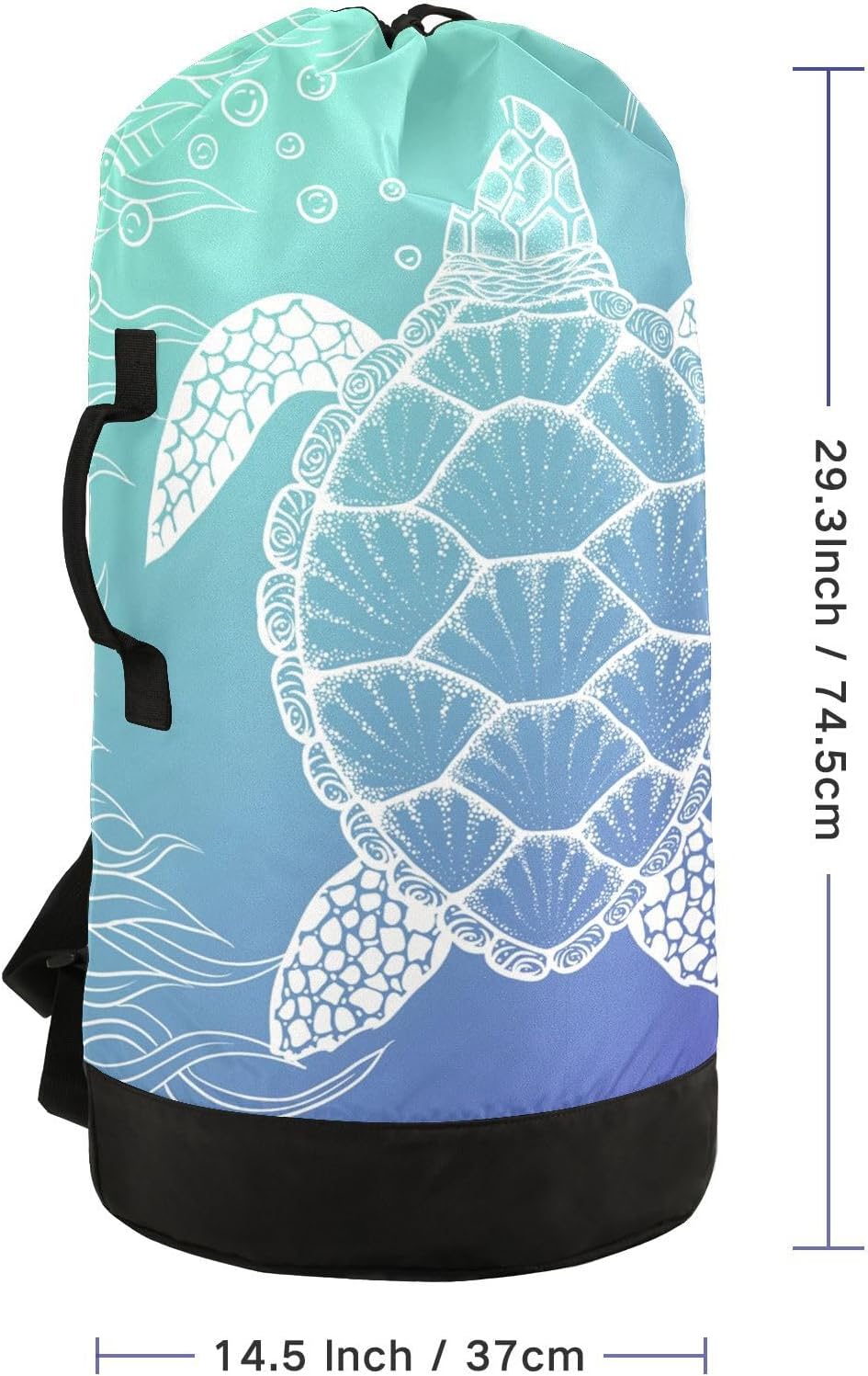 Sea Turtle Laundry Backpack Large Heavy Duty Laundry Bag with Adjustable Shoulder Straps Laundry backpack for Traveling Dirty Clothes Organizer for College Students Waterproof