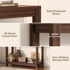 Besiost Small Farmhouse Wood Entryway Table Narrow Console Table with Storage Behind Couch Sofa Table with Shelves Entry Way Tables with Open Storage, Easy Assembly, 32" Black Walnut