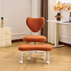 Ergonomic Cross Legged Office Chair with Wheels, 360° Swivel Adjustable Height Meditation Chair, Kneeling Posture Seat with High Back & Lumbar Support for Home Office, Yoga, Study(Orange)