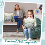 Cozy Corner for Kids Classroom Storage Bean Bag Chair Cover (No Filler) with Rainbow Throw Pillow Covers, Bean Bag Chair for Reading Nook, Classroom, Nursery(Small, Rainbow, Green)