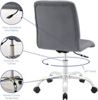 Modway Prim Ribbed Armless Mid Back Swivel Conference Office Chair In Gray