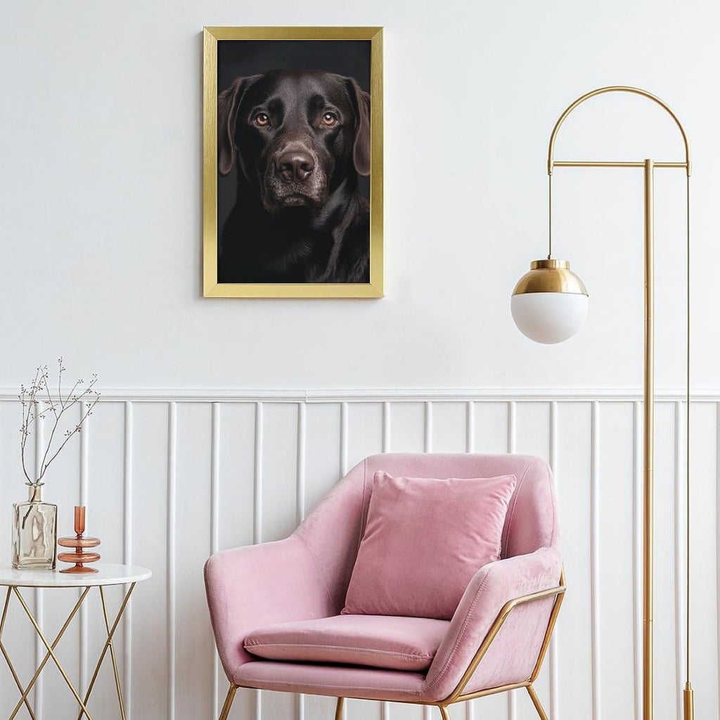 TecLikcL Personalized Modern Prints for Home Decorations, Canvas Black Lab Dog Art Pictures for Hanging Wall, Decor Frame Painting Golden for Living Room, Bedroom, Bathroom 08x12inch(20x30cm)