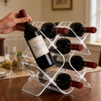 Acrylic 6 Bottle Countertop Wine Rack, Clear Freestanding Tabletop Wine Holder, Modern Space-Saving Wine Storage Organizer for Kitchen Bar Pantry