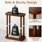 Narrow Side Table, 2-Tier Solid Wood Slim End Table for Small Spaces, 7.5-Inch Skinny Nightstand with Tray Top Storage Shelf for Bedroom, Living Room, Sofa Side, Red Brown