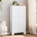 Yizosh Metal Storage Cabinet with Doors and 3 Adjustable Shelves - 47" White Kitchen Pantry Storage Cabinet Locker for Kitchen,Living Room,Dining Room