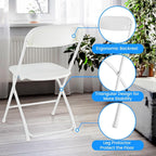 Simple Deluxe 4-Pack Folding Plastic Chair, Foldable Stackable Portable Seat with Metal Frame 330lb Capacity, Outdoor/Indoor Commercial for Party, Wedding, Event, Office, Patio, Picnic, Kitchen, White