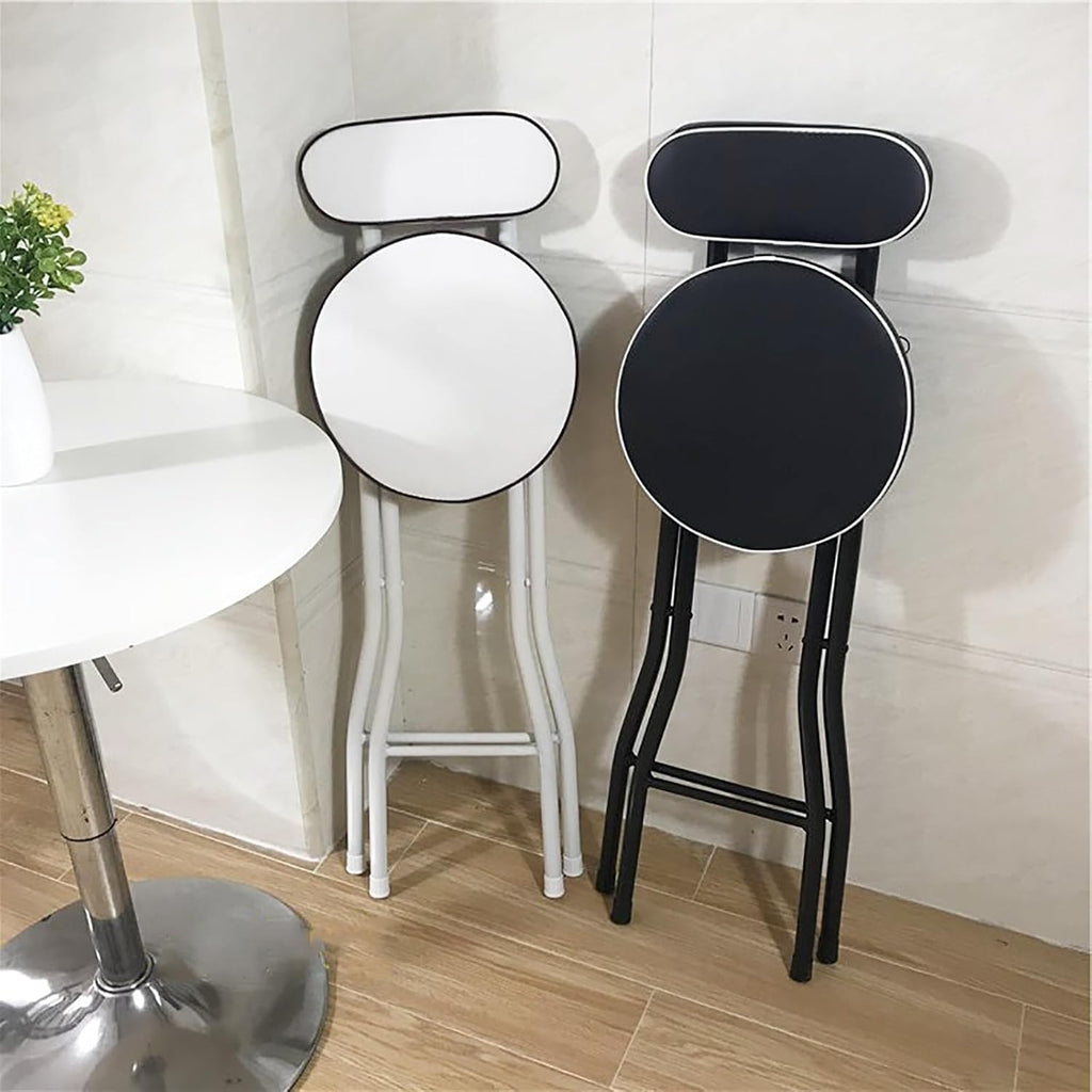 THAMBA Portable Folding Stool with Backrest, PU Foldable Stool Bar Stool Collapsible Stool for Dorm Kitchen Garden, 300 lbs Capacity (Color : Black-4Pack, Size : 29")
