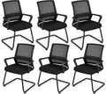 Tangkula Set of 6 Office Guest Chairs with Lumbar Support, Conference Chair with Breathable Mesh Back, Armrests & Sled Base, Reception Chair for Waiting Room, Meeting Room, Black
