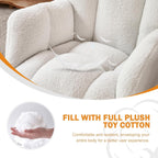 Rocking Chair Nursery, High Backrest Teddy Glider Rocker Upholstered Rocker Recliner Modern Rocking Accent Chairs for Bedroom, Living Room, Offices (Ivory)