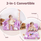 Kids Couch, 2-in-1 Toddler Sofa Fold Out, Soft Toddler Chair for Boys and Girls, Convertible Sofa to Lounger- Ideal for Napping, Reading, and Playing