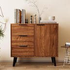 Buffet Sideboard Cabinet with Storage, Mid-Century Storage Cabinet with 3 Drawers and 1 Door, Kitchen Pantry Cabinet, Freestanding Accent Storage Cabinet for Living Room, Entryway