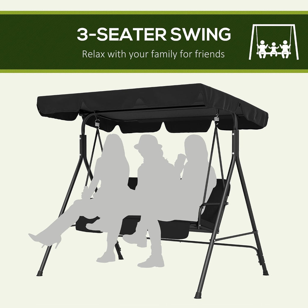 3 Person Outdoor Porch Swing with Canopy