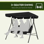 3 Person Outdoor Porch Swing with Canopy