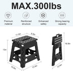 VECELO Folding Step Stool 13 Inch, Non-Slip Surface Portabl Foldable 1 Step Stool with Carry Handle, Heavy Duty to Support Kids/Toddler/Adults for Living Room Kitchen, Bathroom, Set of 2, Black