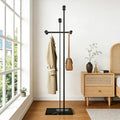 JIAYUEJU Heavy Duty Coat Rack Freestanding, Metal Coat Rack Stand with Marble Base, Corner Coat Tree for Entryway, Hallway, Bedroom, Office, Hotel (Black)