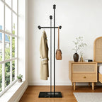 JIAYUEJU Heavy Duty Coat Rack Freestanding, Metal Coat Rack Stand with Marble Base, Corner Coat Tree for Entryway, Hallway, Bedroom, Office, Hotel (Black)