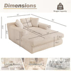 Antetek Oversized Chaise Longue Chair Indoor, Modern 53-inch Upholstered Corduroy Deep Seat Single Cloud Lounge Floor Sofa Couch for Living Room, Bedroom Apartment, Beige