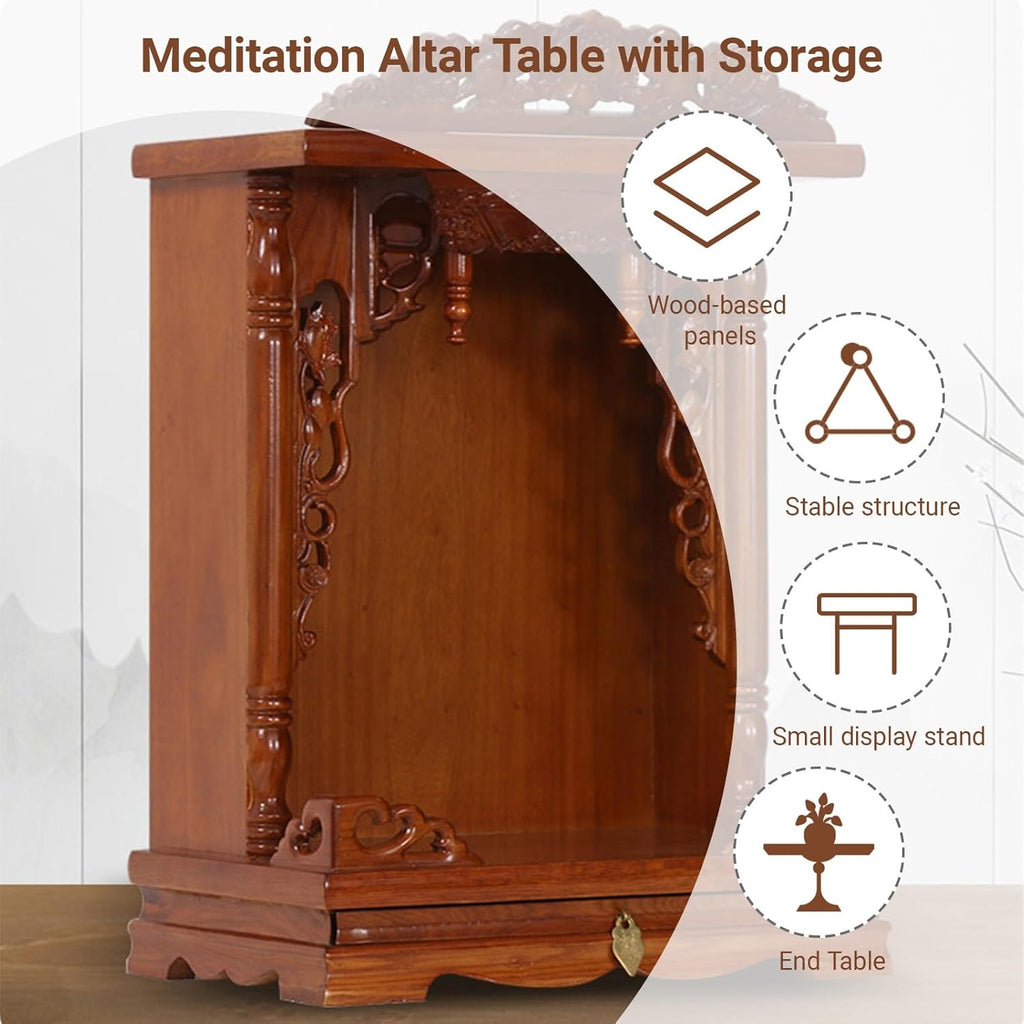 Household Wood Cabinet Personal Shrine Table with Pull-Out Storage Panel Chinese Cabinet Pedestal Offering Table for Home, Temple Buddha Shrine(Rosewood,36 * 28 * 56cm/14.2 * 11 * 22in)