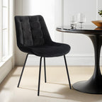 Velvet Dining Chairs, Upholstered Reception Chairs, Tufted Accent Chair with Metal Legs for Home Kitchen, Living Room, Set of 2, Black
