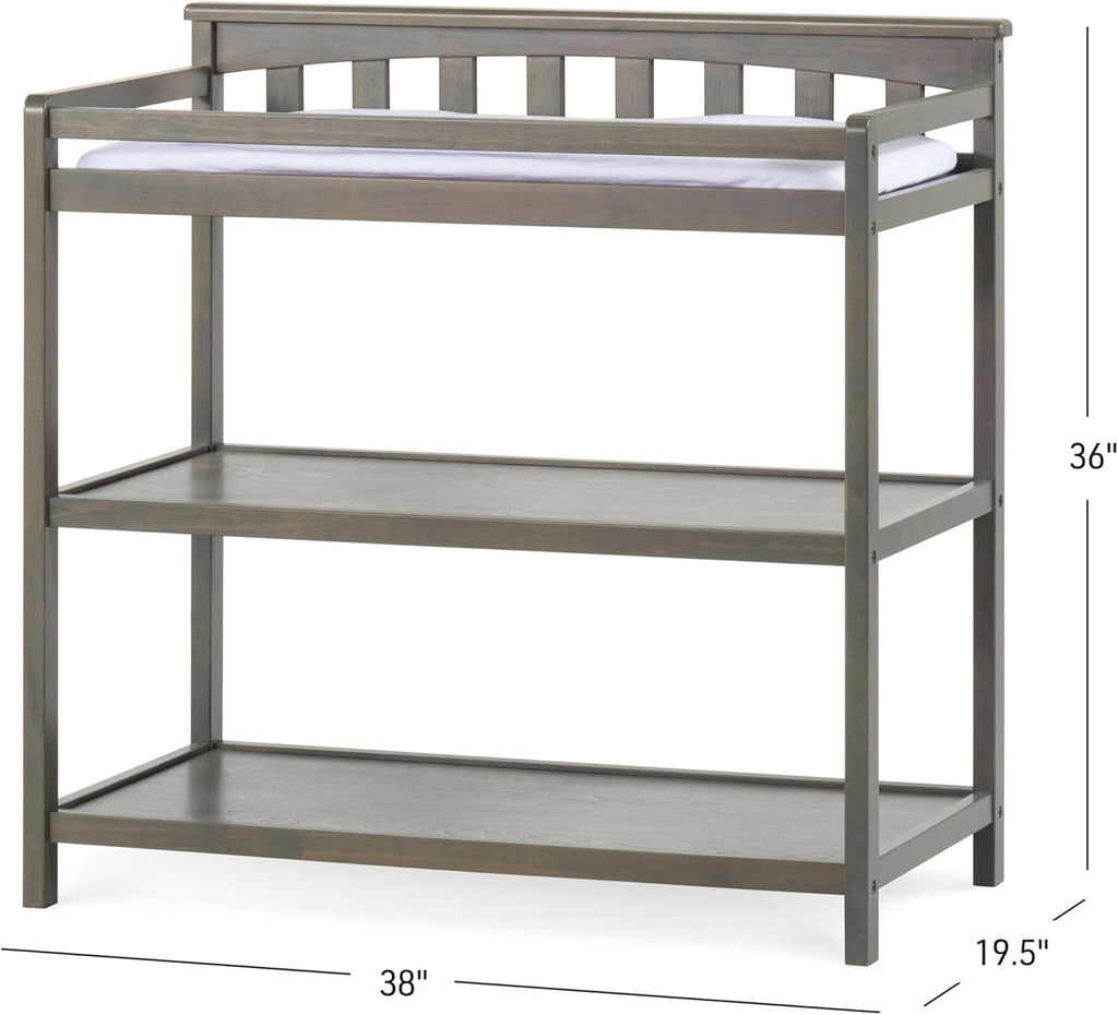 Child Craft London Crib and Changing Table Nursery Set, 2-Piece, Includes 4-in-1 Convertible Crib and Changing Table, Grows with Your Baby (Dapper Gray)