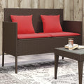 Outdoor Storage Bench with Cushions, Waterproof Patio Storage Bench Brown Poly Rattan, PE Rattan Garden Seat with Thick Padded Cushion and Removable Washable Cover