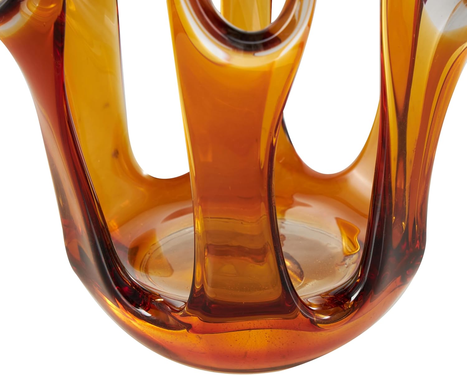 Deco 79 Glass Abstract Decorative Vase Ombre Centerpiece Vase with Wavy Oval Cutouts, Flower Vase for Home Decoration 7" x 7" x 10", Orange