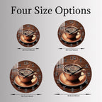Kitchen Wall-Clocks for Farmhouse Deco - Coffee Cup Clock Battery Operated 12 inch - Rustic Wall Clock Silent Non Ticking for Office Bedroom Living Room