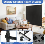 Large Single Panel Room Divider, 73" x 75" Freestanding Privacy Screen with Wheels, Thickened Fabric Partition Wall for Room Separation, Portable Room Separator for Indoor Office, Bedroom,Patio