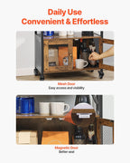 VEVOR Coffee Bar Cabinet, 24 Inch Farmhouse Bar Cabinet with Storage, Movable Coffee Table with Wheels & Mesh Door, Sideboard Buffet for Kitchen, Entryway
