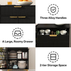 Buffet Cabinet with Storage,Sideborad Buffet Cabinet with Drawer & 2Doors,Kitchen Buffet Storage Accent Cabinets with 360°Rotating Organizer for Living Room, Entry, Hallway