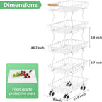 SAYZH Fruit Basket Kitchen Pantry Organizers and Storage - 5 Tier Stackable Metal Wire Basket Stand For Fruit Vegetable Snacks Jars Bins Containers Organization (White, 5 Tiers)