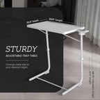 Adjustable TV Tray Table - 6 Height & 3 Tilt Angle Settings | Multifunctional Foldable Tray Table for Eating Laptop Dinner or Bed Use | Easy to Assemble & Store | Portable Desk