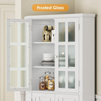 BOTLOG 67" Corner Cabinet, Corner Kitchen Pantry with Doors, Farmhouse Kitchen Cabinet with 6 Storage Shelves, Space Saver for Bathroom, Living Dining Room, White