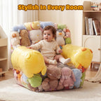 NTYNTY Clear Stuffed Animal Storage Chair, 37.8" x 37.4", 0.35mm Thick PVC, 330lbs Load, Waterproof Transparent Plush Storage Chair for Kids & Adults