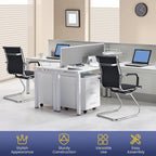 Tangkula Office Guest Chair Set of 2, Heavy Duty Reception Chairs Conference Room Chairs with Protective Arm Sleeves & Sled Base, Modern PU Leather Classic Mid Back Guest Chairs no Wheels