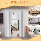 60" x 80" PVC Accordion Door, White Double Layer PVC Folding Interior Door with Sliding Track Kit, Space-Saving Closet Door, No Floor Track, Dual-Sided Handle & Latch, Easy to Install and Clean (B)