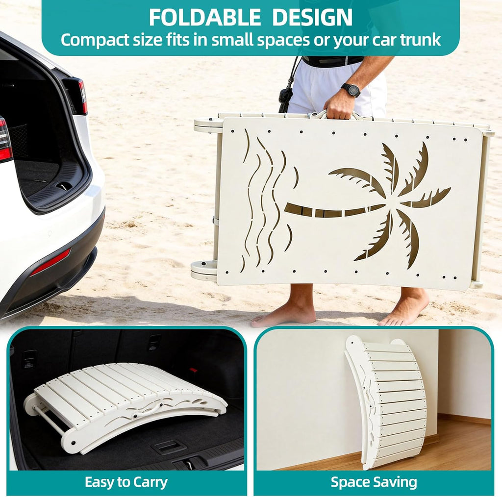 Folding in Pool Lounge Chair Set of 2, HDPE Fade Resistant Patio Chaise Sun Tanning Lounge Chairs, Ledge Lounger for Easy Carry, Palm Pattern for Beach Backyard Poolside Deck Wading Area White
