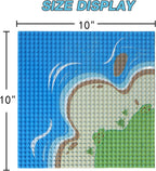 6 Pack Island Base Plates, Ocean Water Beach Baseplate for Grass Oasis, Building Bricks Compatible with All Major Brands(10" x 10")