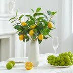 Heleze 3 Pcs Artificial Lemons Tree Branches - Faux Greenery Stems Realistic Lemon Branch with Lifelike Leaves Fake Lemon Plant for Home, Dining Table, Kitchen Decor 18 Inch