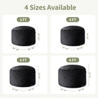 3FT Bean Bag Chairs for Adults, Medium Memory Foam Beanbags with Machine-Washable Wide Stripe Plush Cover Bean Bag Chair for Living Room Bedroom Dorm Office-Jet Black