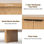 HOMMPA 55'' Sideboard Buffet Cabinet with Storage Fluted Sideboard Buffet with Adjustable Shelves Coffee Bar Console Table Cabinet for Hallway Entryway Living Room or Kitchen Natural